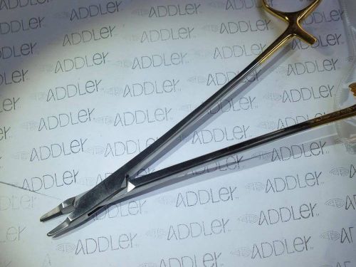 ADDLER German Stainless Needle Holder Flat Tip Golden