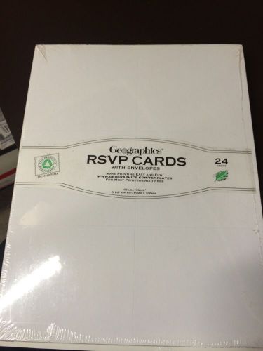 Geographics Printable RSVP Cards with Envelopes. White-24 Count. 3  1/2 X 4 1/4