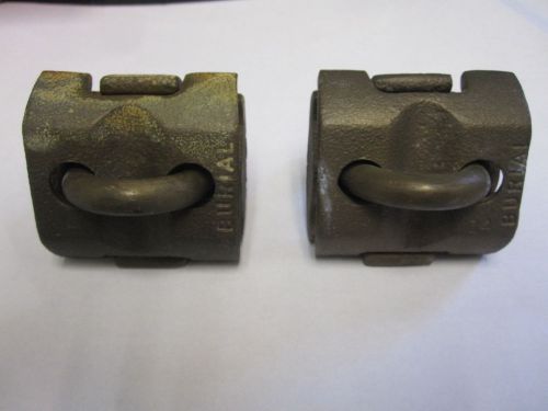 Lot of (2) burndy gp6429 copper ground clamp connector 5/8&#034;-3/4&#034; rod 2/0 sol-250 for sale