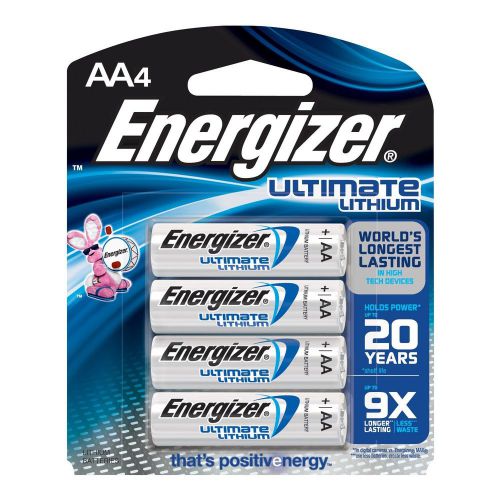 Energizer ultimate lithium aa batteries for high-tech devices (4 pack) l91bp4 for sale