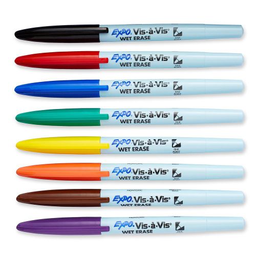 Expo vis-a-vis wet-erase overhead transparency markers fine point 8-pack pouc... for sale