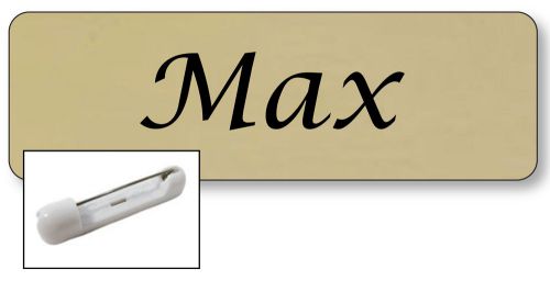 1 GOLD NAME BADGE HALLOWEEN COSTUME FOR MAX FROM 2 BROKE GIRLS PIN FASTENER