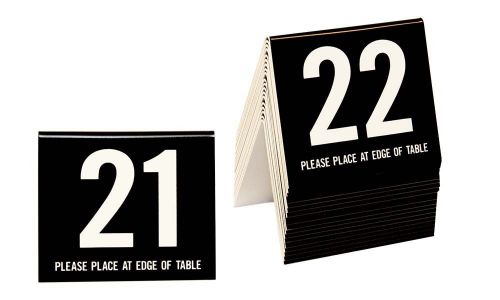 Plastic Table Numbers 21-40, Tent Style, Black w/white number, Free shipping