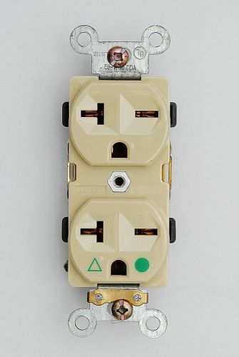 Isolated Ground Duplex Receptacle 20A/250V Ivory Industrial High Voltage Outlet
