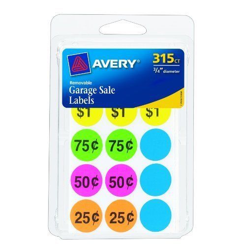 Avery Removable Garage Sale Labels, 0.75 Inches, Assorted Colors