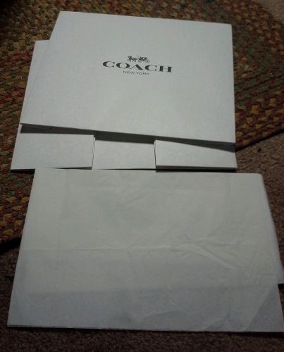 Classic White Coach gift box &amp; tissue, empty, new. 12&#034; by 10 1/2&#034; inches