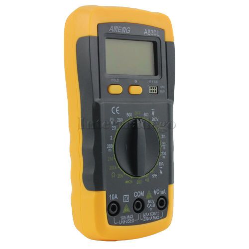 LCD Digital Multimeter DC AC Voltage Multi-Tester A830L-Yellow with Black