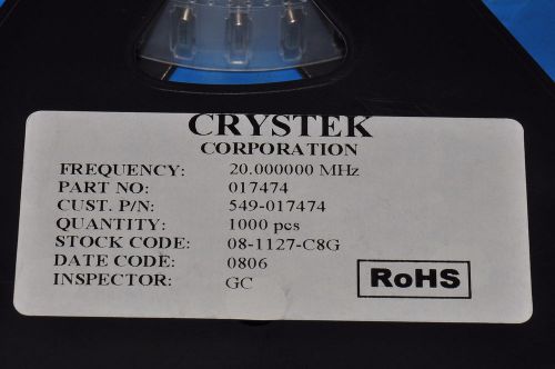 45-PCS CRYSTAL FREQUENCY CRYSTEK CY22ASMD CY22