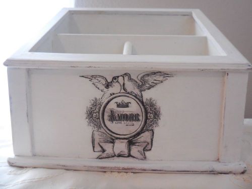 Altered Unique Desk  Makeup Craft Organizer Wood Hand Painted Shabby Distressed