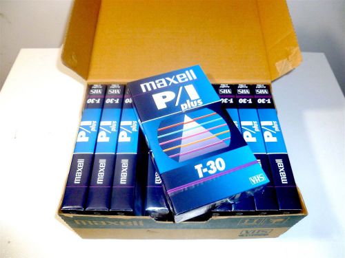 [Box of 10] Maxell P/I Plus T-30 VHS Cassette Tapes - New