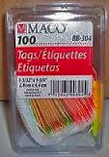 Maco #5 Colored Merchandise Tags with Strings BB-304, 1-3/32 x 1-3/4, Box of 100