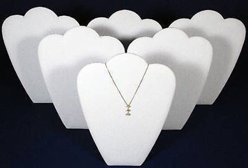 6 WHITE 11&#034; LEATHER NECKLACE PENDANT JEWELRY DISPLAYS