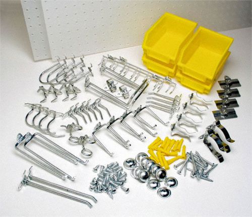 Pegboard bin &amp; hook kit 48 hooks, 4 bins &amp; hardware