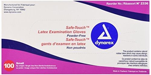 Dynarex Latex Powder Free Gloves Size: Small (100 per box)
