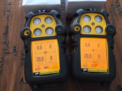 Two BW Technologies Gas Alert Quattro Gas Monitor Detector Meter O2 CO H2S LEL