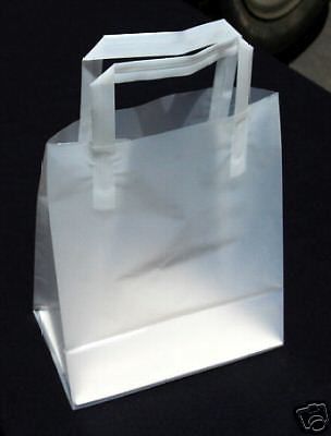250 pcs clear cub 8x5x10&#034; frosty retail shopping bags gift packing bag shopper for sale
