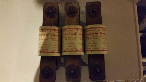 3 GOULD SHAWMUT AMP-TRAP FORM 480 FUSE CAT# A4BY1000 1000A 600V