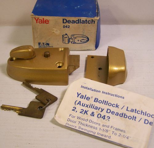 YALE heavy duty brass DEAD BOLT DOOR LOCK LATCH  042 keys hardware vintage