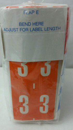 NEW Ames Pressure Sensitive Color File Numeric Labels #3 Medical Orange