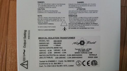 TOROID MEDICAL ISOLATION TRANSFORMER MODEL IS B-060M