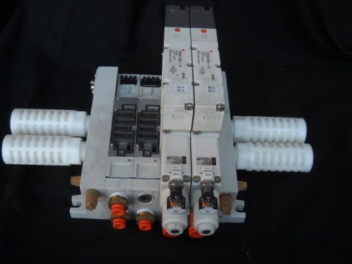 Smc manifold valve bank 4 valves vq4100-5 x 2 for sale
