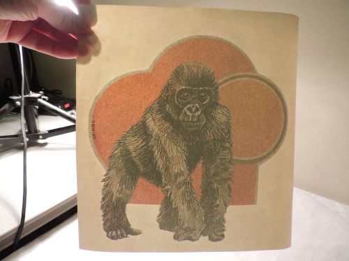 Vtg iron on t shirt transfer gorilla ape monkey primate 8a free shipping for sale