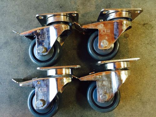 3&#034;  stainless steel caster set. 4 swivel caster with total lock on polyurethane for sale