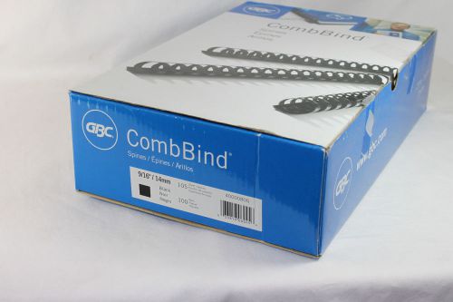 100 GBC 9/16&#034; CombBind BLACK Binding Combs #4000080G 105 Sheet NEW!