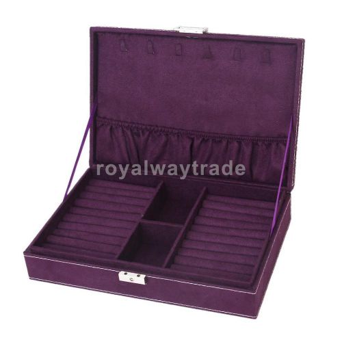 Jewelry display ring earring necklace bracelet cufflink storage box lockable for sale