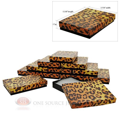 12 Leopard Print Cotton Filled Jewelry Gift Boxes 5 3/8&#034; x 3 7/8&#034; x 1&#034;H