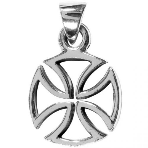 Die Cut Circle Iron Cross Pendant Necklace Sterling Silver Jewelry