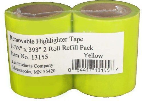 Lee Products Co. 1-7/8-Inch Wide, 393-Inch Long Removable Highlighter Tape,