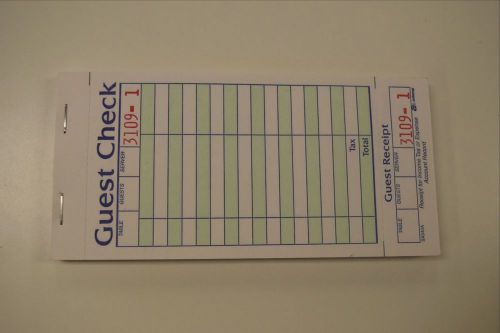 Guest Check 1 Pack of 6 Books with 50 One Part Cardboard Green 15 Line