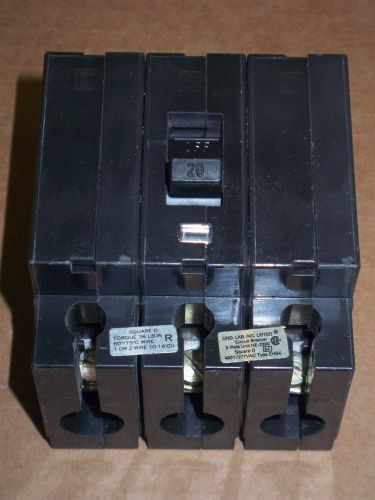 Square d ehb 3 pole 20 amp 480y/277v ehb34020 circuit breaker ehb4 flaw back for sale
