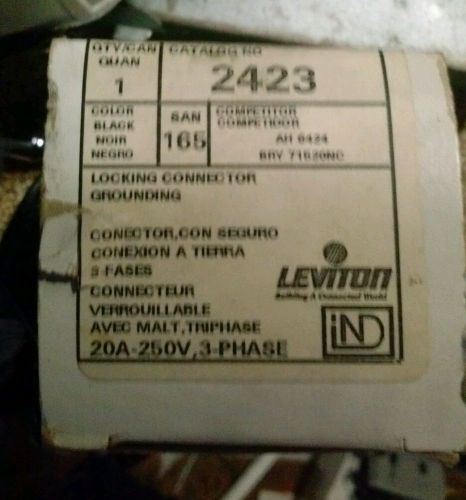 Leviton 2423 20 amp  250 volt 3-phase  nema l15-20r  3p  4w  locking connector for sale