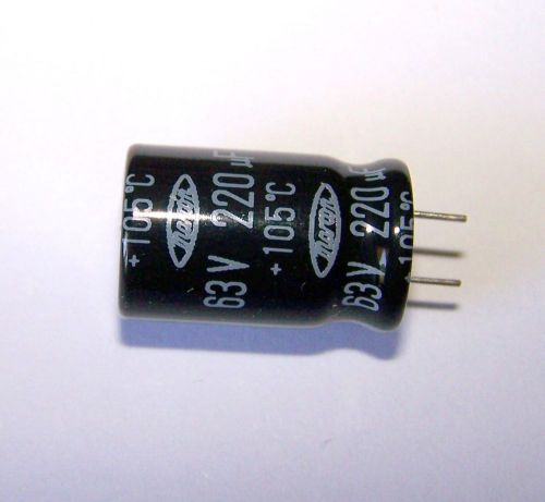 10 pcs, 220 uf, 63V,  105 deg Electrolytic capacitors