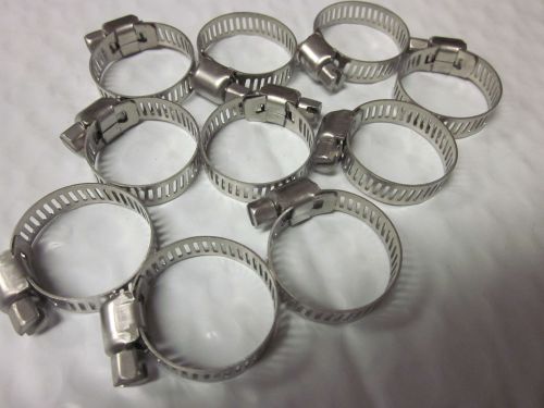 10pc 1&#034; clamp stainless steel hose clamps 5/8&#034; - 1&#034; goliath industrial tool for sale