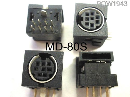 ( 3 PC. ) CUI P/N MD-80S 8 POSITION MINIDIN PCB SOCKET, RIGHT ANGLE