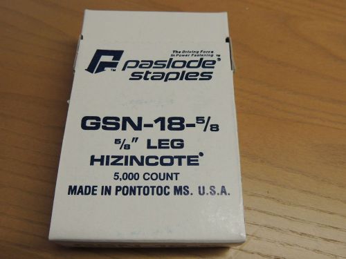 1 box 5,000 count paslode staples gsn-18-5/8~3/16&#034; crown 5/8&#034; leg hizincote for sale