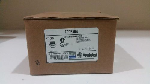 Box of 25 appleton electric drain / breather ecdb50b 1/2in stainless steel for sale