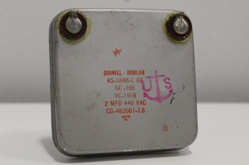 Cornell-Dubilier Capacitor KS-5886-L GC-105 VC-1958 2 mfd uF 440 VAC CD-482061