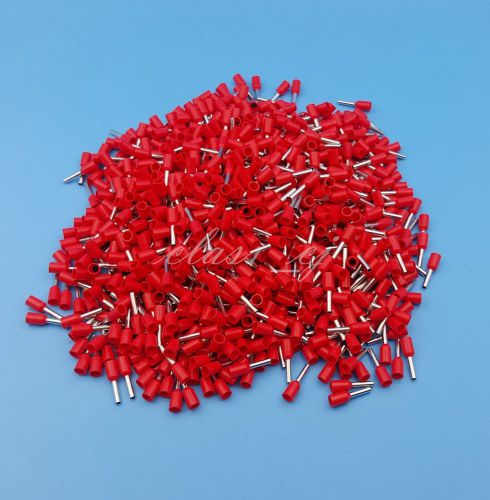 1000Pcs Red E1508 16AWG Tube Pin Pre-Insulation Wire Crimp Terminals