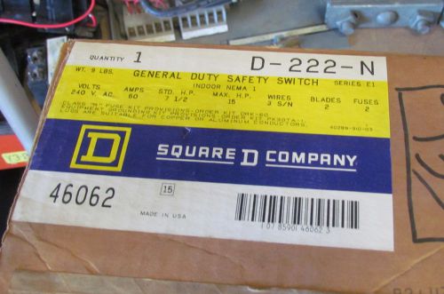 Square D D222N 60 Amp 240V 2P NEMA 1 Safety Switch