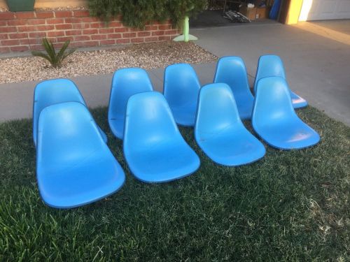 Lot of 9 vintage herman miller eames blue covered fiberglass shell chairs vinyl for sale