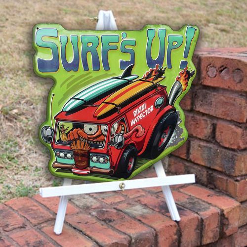 Vintage Surf&#039;s Up! weathered antique look - metal wall decor for garage bar