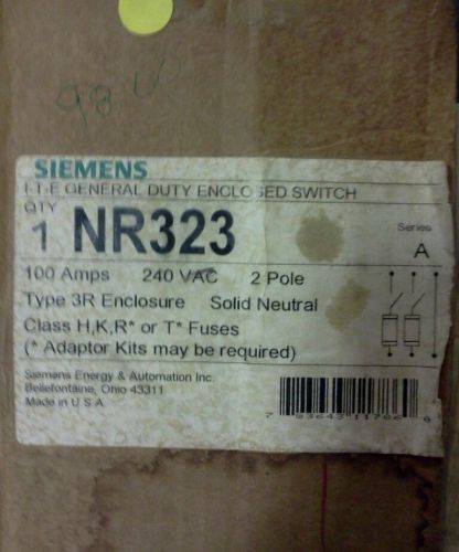 SIEMENS NR323 100AMPS 240VAC  2 POLE