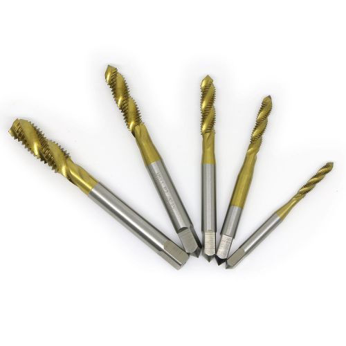 5pcs hss tin-coated metric standard spiral flute screw tap drill m3 m4 m5 m6 m8 for sale