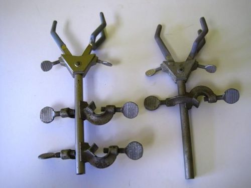 Lot of 2 fisher laboratory adjustable three prong lab clamps for sale