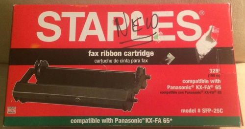 Staples Fax Ribbon Cartridge - SFP-25C Black NIB - Panasonic KX-FA 65 Compatible