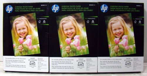 HP Everyday Semi-Gloss Photo Inkjet Paper 4 x 6 Lot 3 x 100 = 300 Sheets [00808]